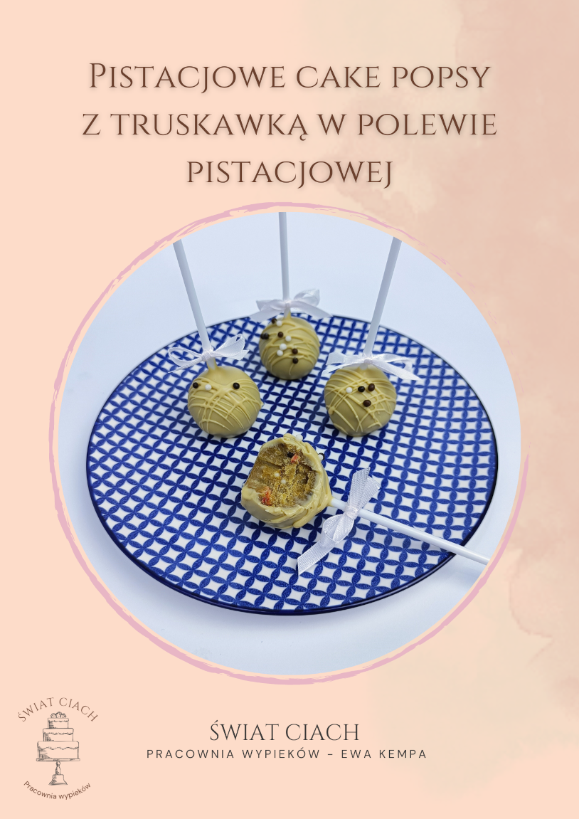Pistacjowe Cake Popsy z truskawką